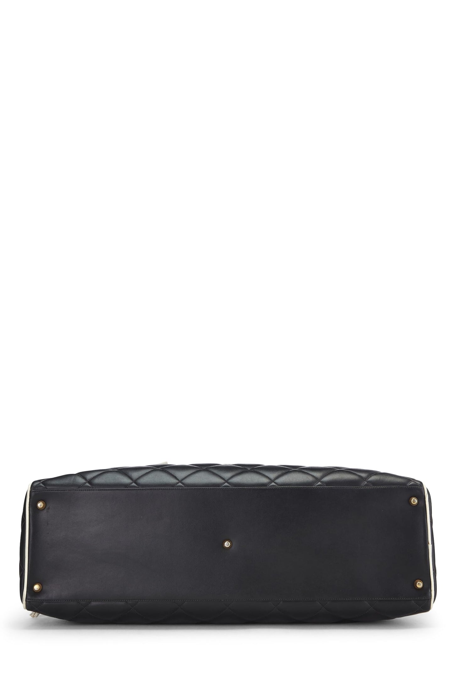 Chanel, Grand sac bowling en cuir de veau matelassé noir d'occasion, noir