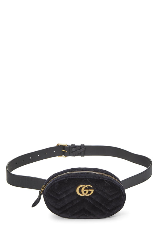 Gucci, sac ceinture Marmont Mini en velours noir d'occasion, noir