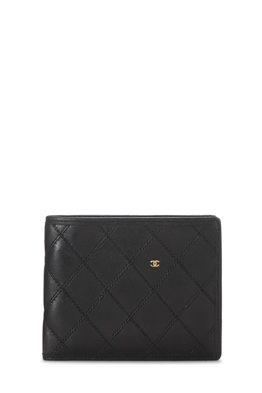 Chanel, Pre-Loved Black Quilted Lambskin Bifold Wallet, Black