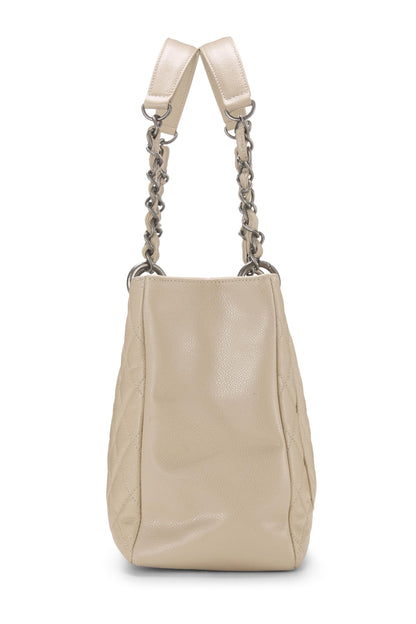 Chanel, Grand sac cabas matelassé beige Caviar d'occasion (GST), beige