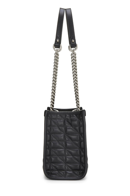 Gucci, petit sac fourre-tout en cuir noir GG Marmont Chain, d'occasion, noir