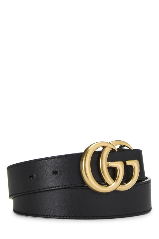 Gucci, Ceinture GG Marmont en cuir noir d'occasion, Noir