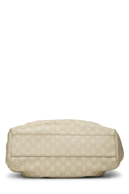 Gucci, sac fourre-tout Guccissima Sukey d'occasion, couleur crème, blanc