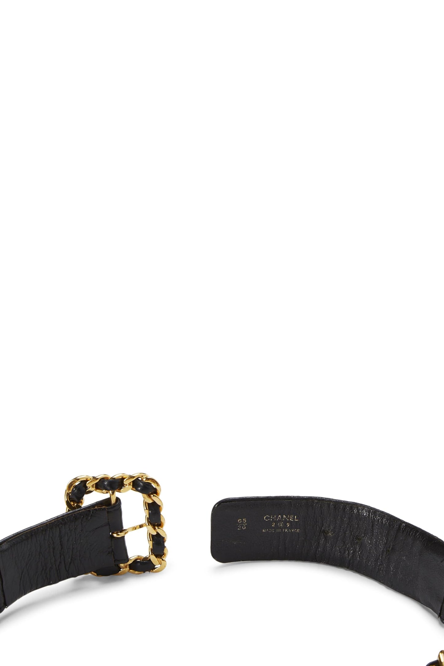 Chanel, Pre-Loved Black Leather & Gold Chain Belt, Black