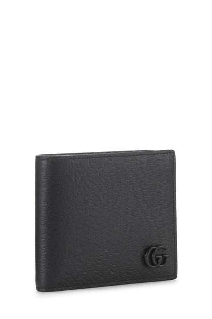 Gucci, portefeuille à deux volets en cuir noir d'occasion, noir