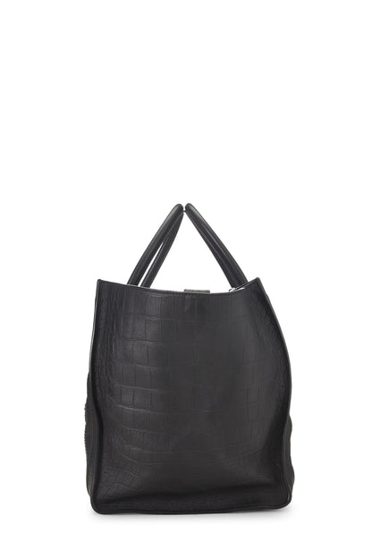 Céline, Phantom de cocodrilo en relieve negro Pre-Loved, tamaño mediano, Negro