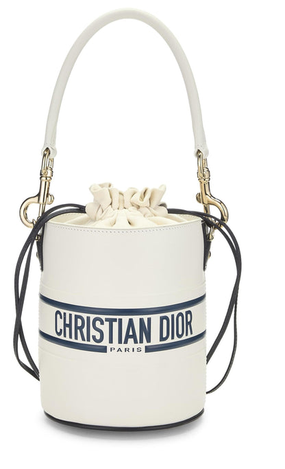 Dior, Pre-Loved White Calfskin Vibe Bucket Bag Micro, White