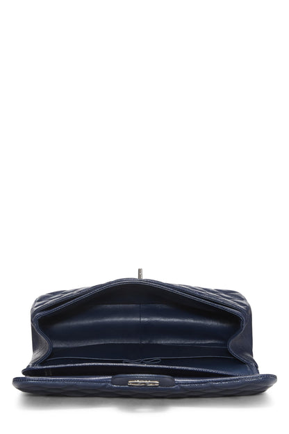 Chanel, Pre-Loved Navy Caviar acolchado New Classic Jumbo con doble solapa, Azul marino