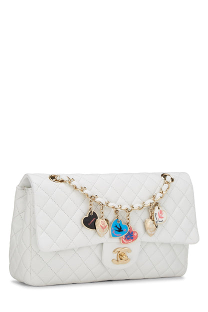 Chanel, Pre-Loved White Quilted Lambskin Valentine Flap Medium, White