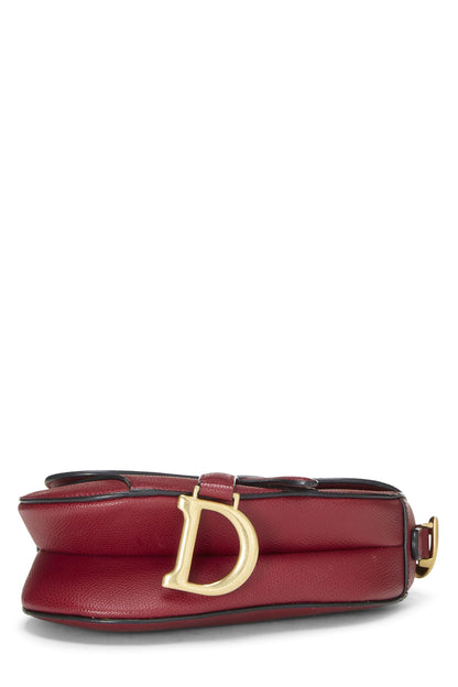 Dior, Pre-Loved Burgundy Calfskin Saddle Bag Mini, Burgundy