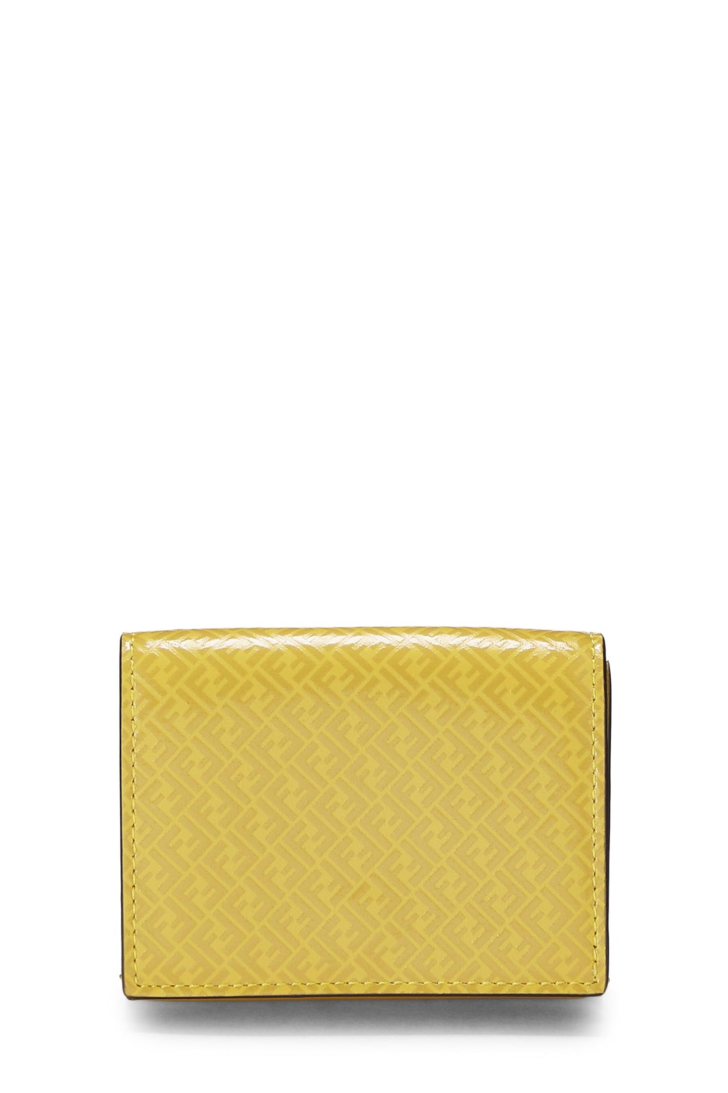 Fendi, Pre-Loved Yellow Zucchino Leather Trifold Wallet, Yellow