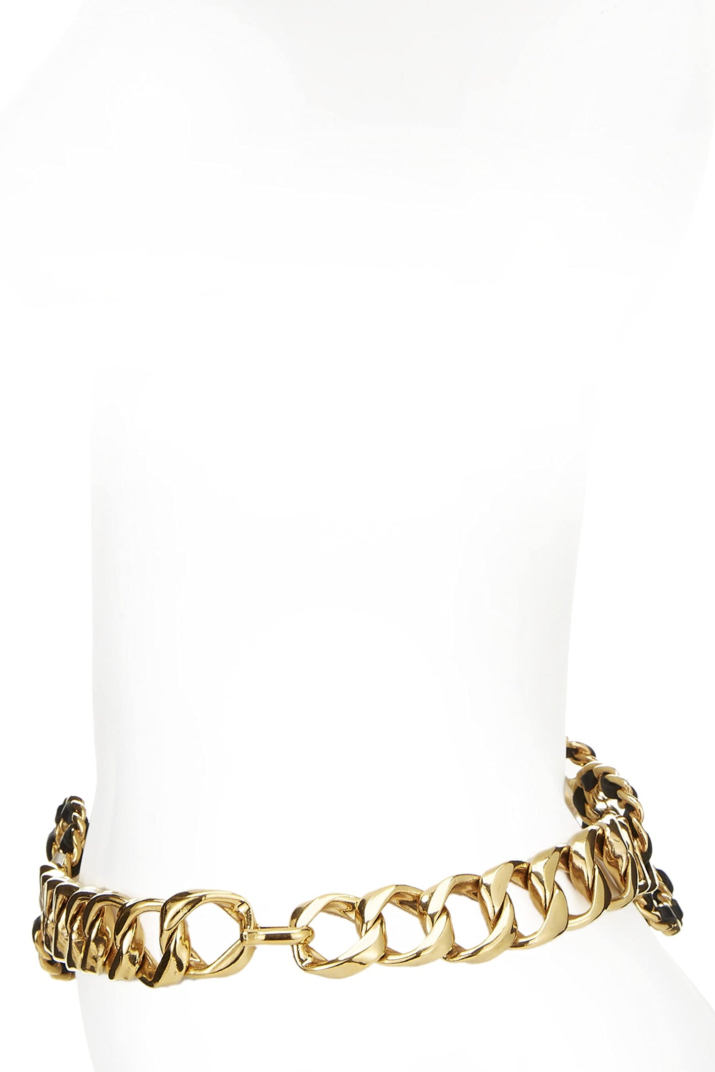 Chanel, Pre-Loved Gold & Black Rope Circle Faux Pearl Chain Belt, Black