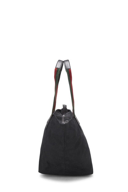 Gucci, sac fourre-tout souple zippé en toile GG noir d'occasion, petit modèle, noir