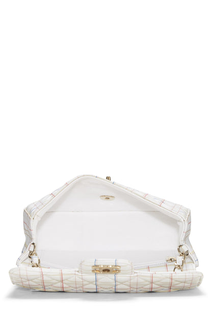 Chanel, Mini sac à rabat rectangulaire en cuir de veau à carreaux blanc et multicolore d'occasion, multicolore