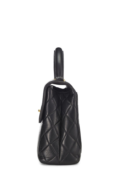 Chanel, Pre-Loved Black Quilted Lambskin Kelly, Black