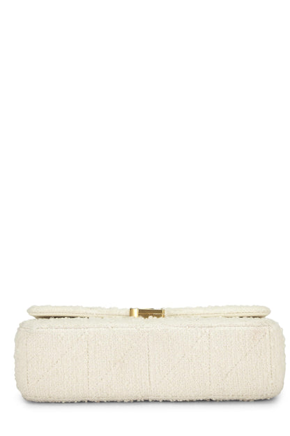 Yves Saint Laurent, sac à bandoulière Jamie Flap Medium en tweed blanc d'occasion, blanc