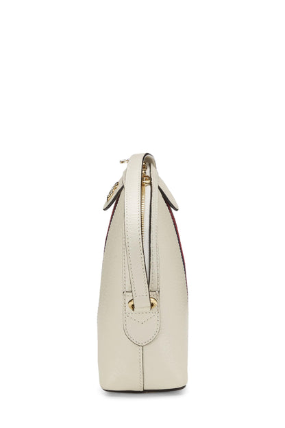 Gucci, Bolso de hombro Ophidia Dome de cuero blanco Pre-Loved, Blanco