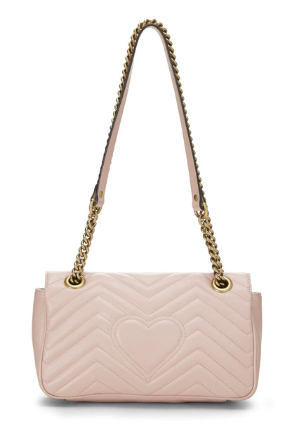 Gucci, sac à bandoulière GG Marmont en cuir rose d'occasion, petit modèle, rose