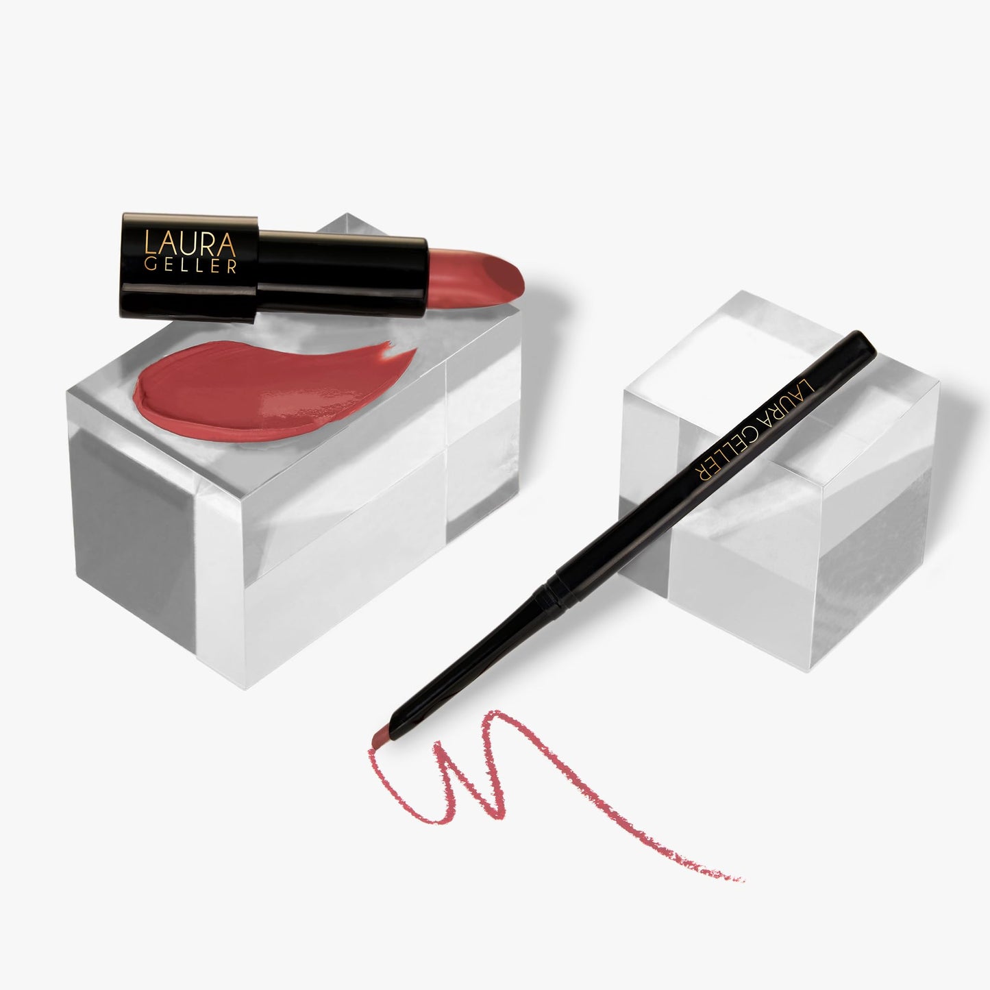 LAURA GELLER NEW YORK Modern Classic Duo - Mauve Majesty Lipstick + Major Mauve Lip Liner - Ultra-Rich Color - Luxurious and Lightweight - Cream Finish