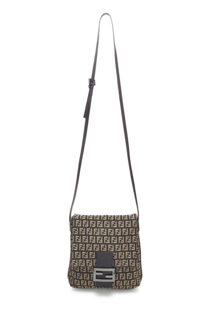 Fendi, sac messager en toile marron Zucchino Small d'occasion, marron