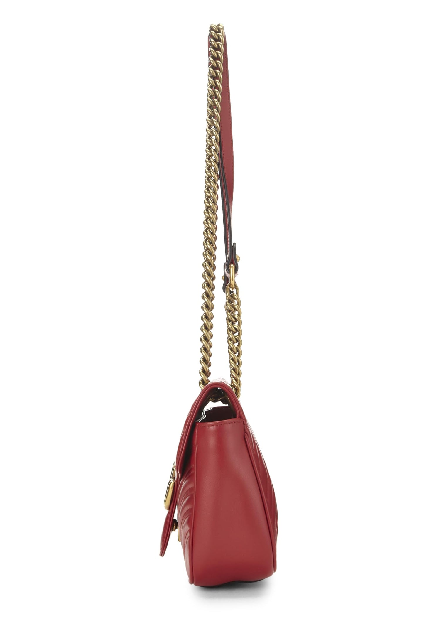 Gucci, sac à bandoulière GG Marmont en cuir rouge d'occasion, petit modèle, rouge