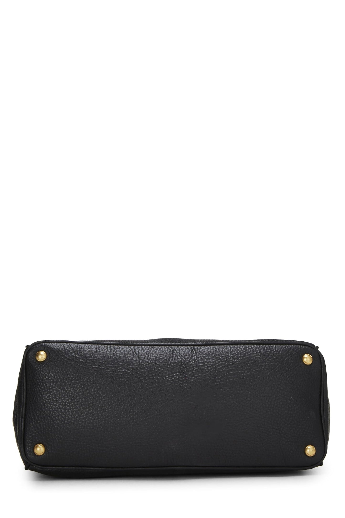 Prada, sac cabas convertible Vitello Daino noir d'occasion, noir