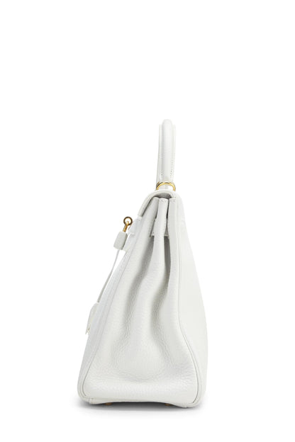 Hermès, Pre-Loved White Clemence Kelly Retourne 32, White