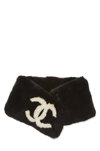 Chanel, Pre-Loved Black Fur 'CC' Muffler, Black