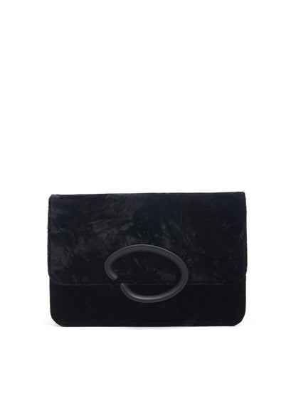 Oscar de la Renta, Pochette O en velours écrasé, Noir