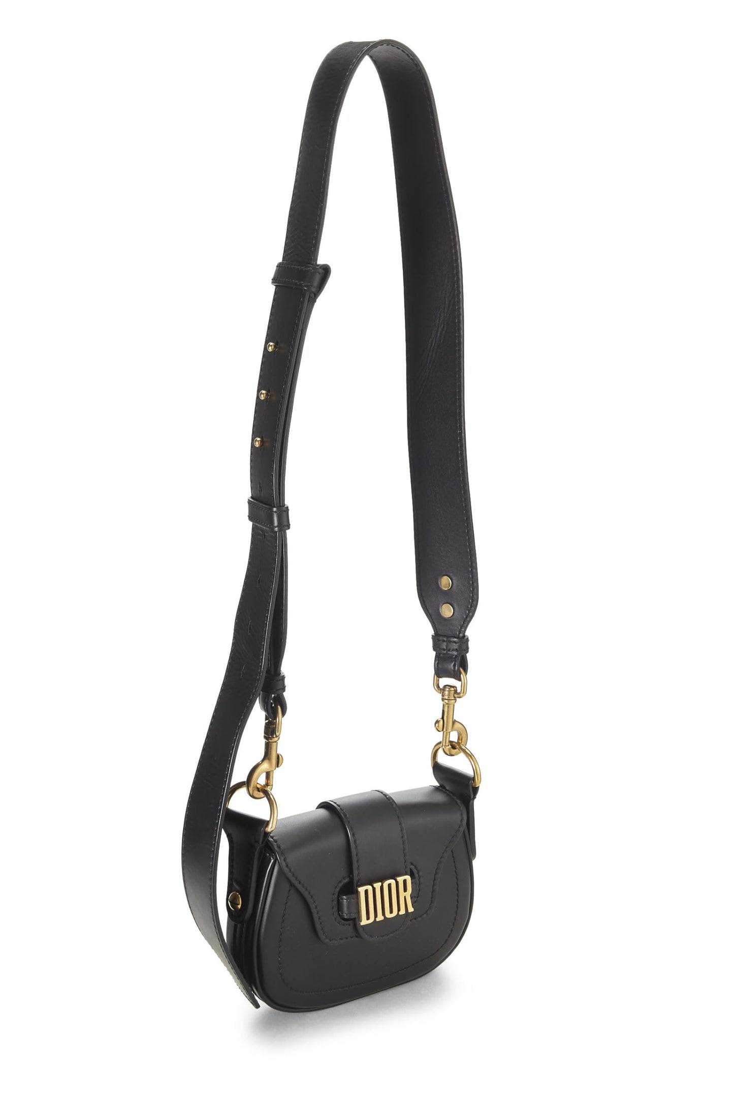 Dior, Mini-sacoche D-Fence Saddle en cuir de veau noir d'occasion, noir