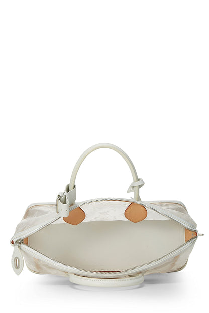 Louis Vuitton, Pre-Loved Lock It East-West con transparencia de malla con monograma blanco, Blanco