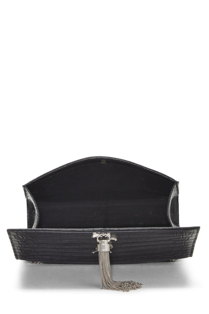 Yves Saint Laurent, Borla Kate mediana en relieve negra Pre-Loved, Negro