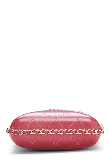 Chanel, Pre-Loved Pink Calfskin Crossbody Chain Phone Holder, Pink