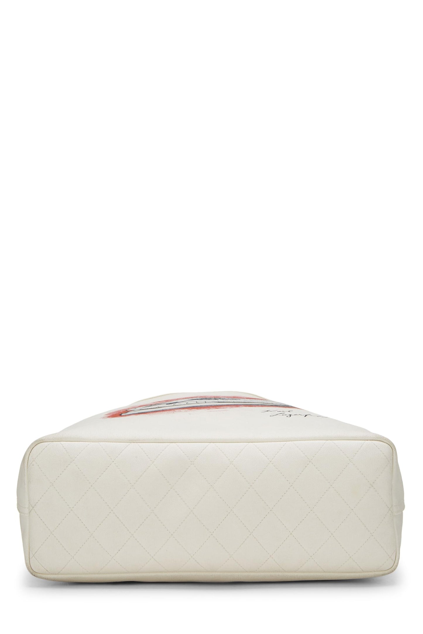 Chanel, sac fourre-tout en toile blanche d'occasion, motif mobile, blanc