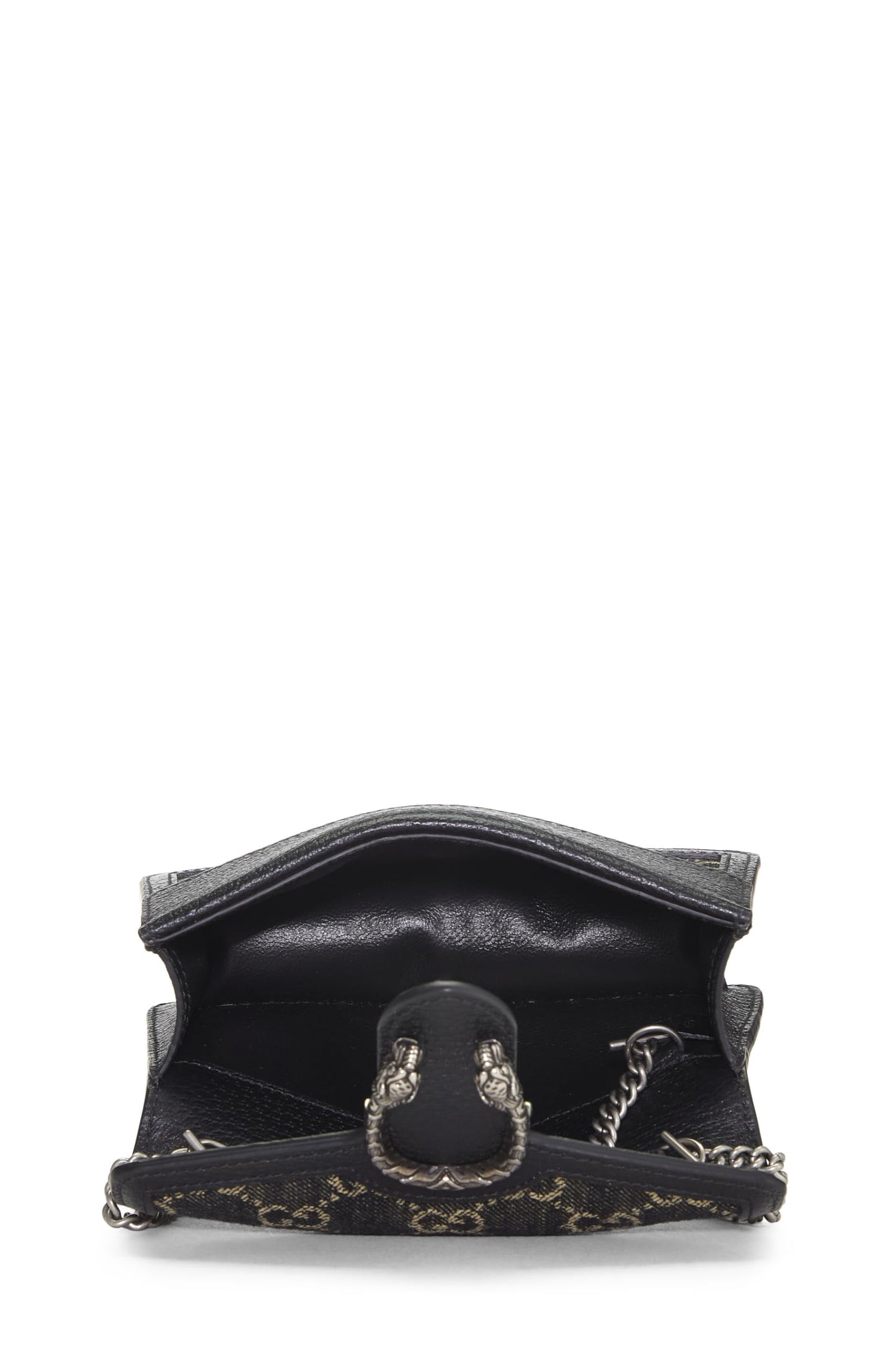 Gucci, sac à bandoulière Dionysus Super Mini en denim noir d'occasion, noir