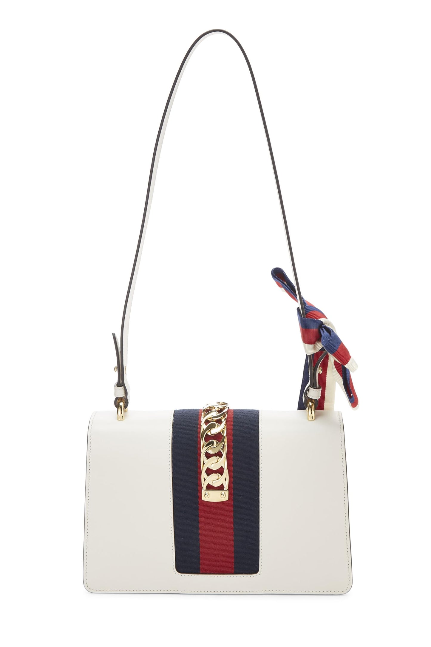 Gucci, sac à bandoulière Sylvie en cuir blanc brodé de fleurs, petit modèle, blanc