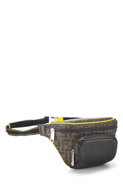 Fendi, Pre-Loved Black Zucca Coated Canvas Waist Pouch, Yellow