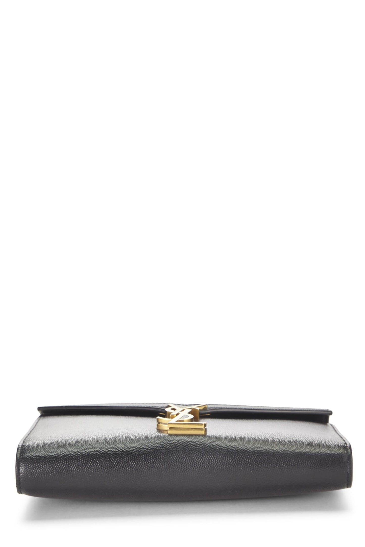 Yves Saint Laurent, Pre-Loved Black Grainy Leather Cassandra Wallet on Chain, Black