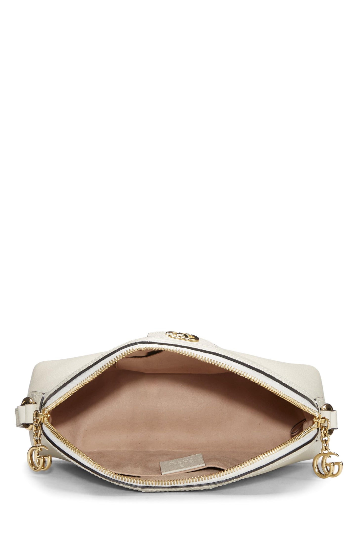 Gucci, Bolso de hombro Ophidia Dome de cuero blanco Pre-Loved, Blanco