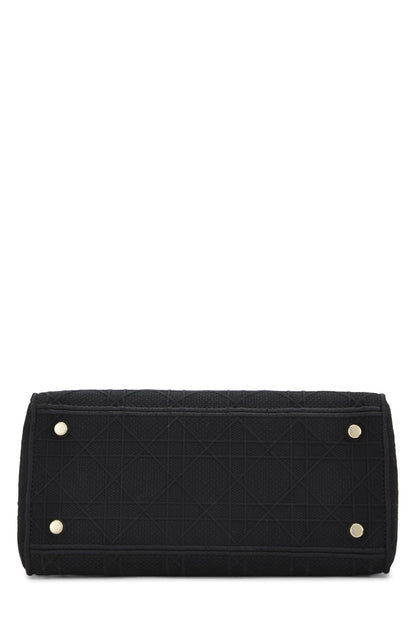 Dior, Lady D-Lite Medium en toile Cannage noire d'occasion, noir