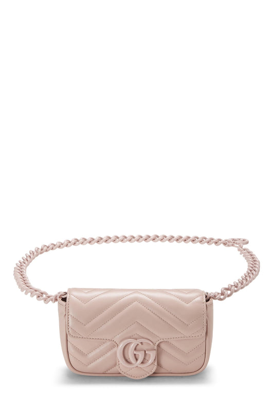 Gucci, sac ceinture GG Marmont en cuir à chevrons rose d'occasion, rose