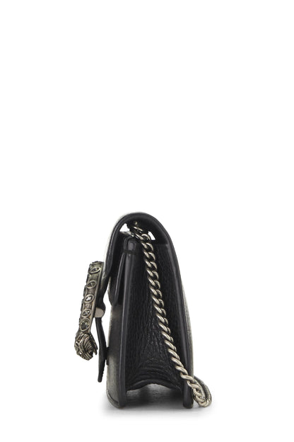 Gucci, Pre-Loved Black Leather Dionysus Shoulder Bag Super Mini, Black