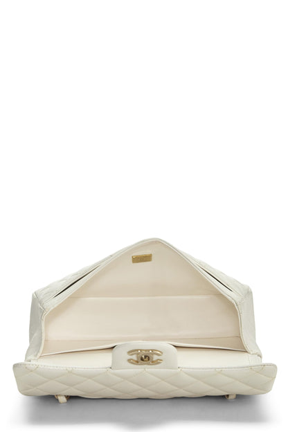 Chanel, Pre-Loved White Caviar Classic doble solapa pequeña, blanca