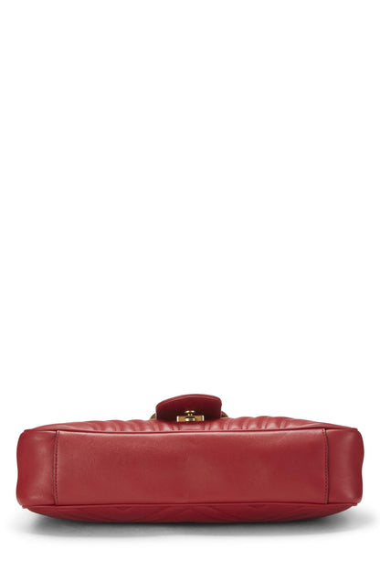 Gucci, sac à bandoulière GG Marmont Matelassé en cuir rouge d'occasion, rouge