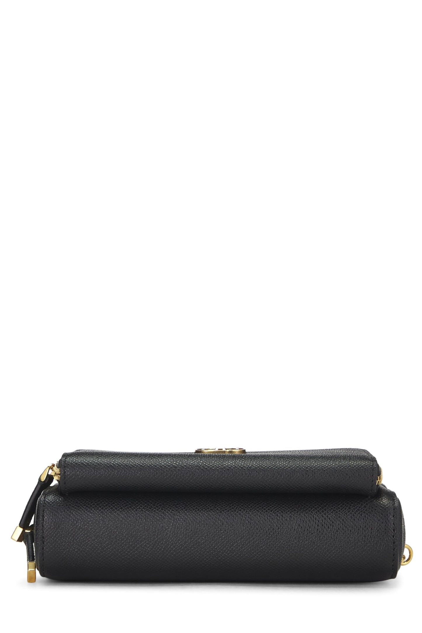 Dior, Sac bandoulière double pochette Caro en cuir de veau noir d'occasion, noir