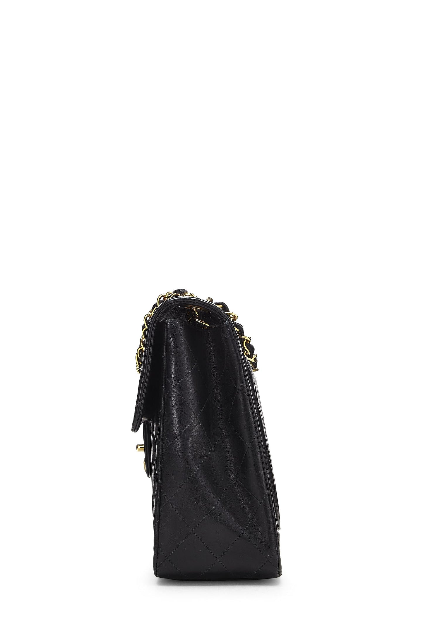 Chanel, Pre-Loved Black Quilted Lambskin Half Flap Maxi, Black