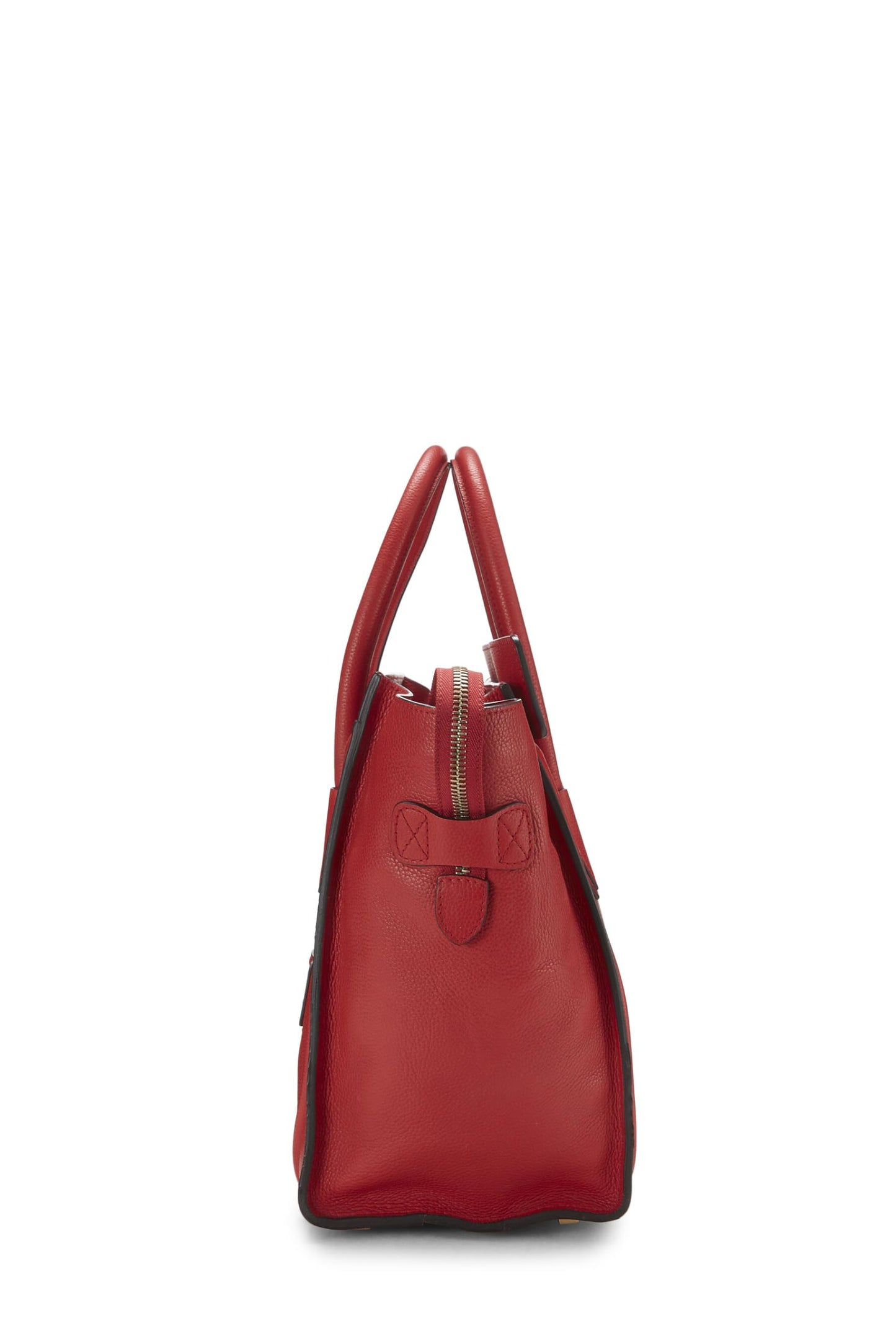 Céline, Pre-Loved Red Drummed Calfskin Luggage Mini, Red