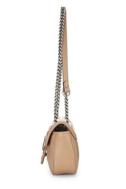 Gucci, sac à bandoulière GG Marmont en cuir beige d'occasion, beige