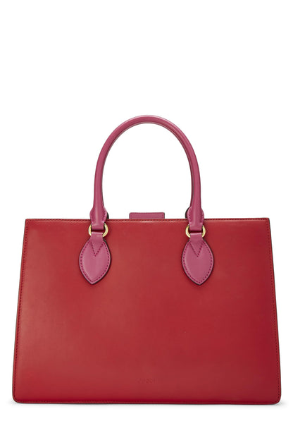 Gucci, Pre-Loved Pink & Red Leather Top Handle Tote, Multi