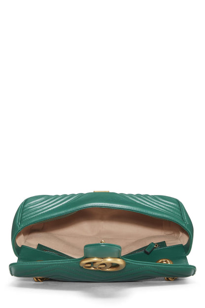 Gucci, sac à bandoulière GG Marmont en cuir vert d'occasion, petit modèle, vert